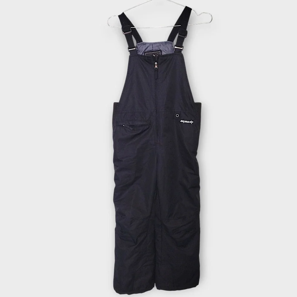 SKI GEAR Kids Sz M Snow Bibs‎ Overalls Black Youth Winter Skiing Snowboarding
